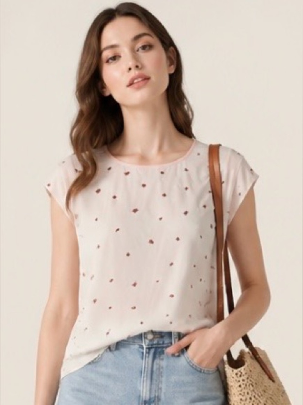 JOIE Blouse Ladybug Tiered Cap Sleeves Top Career Casual Pink Red Black XXS